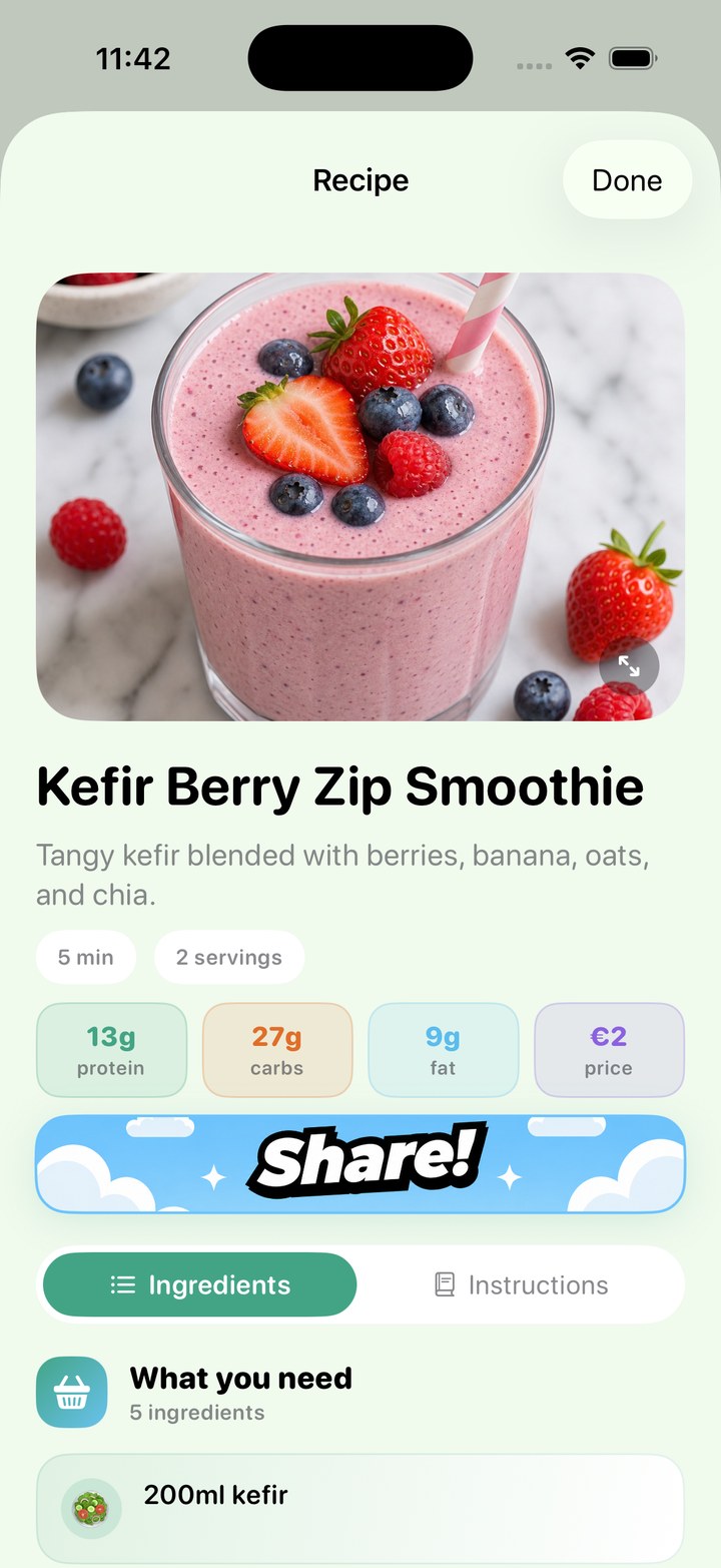 Recipe detail screen