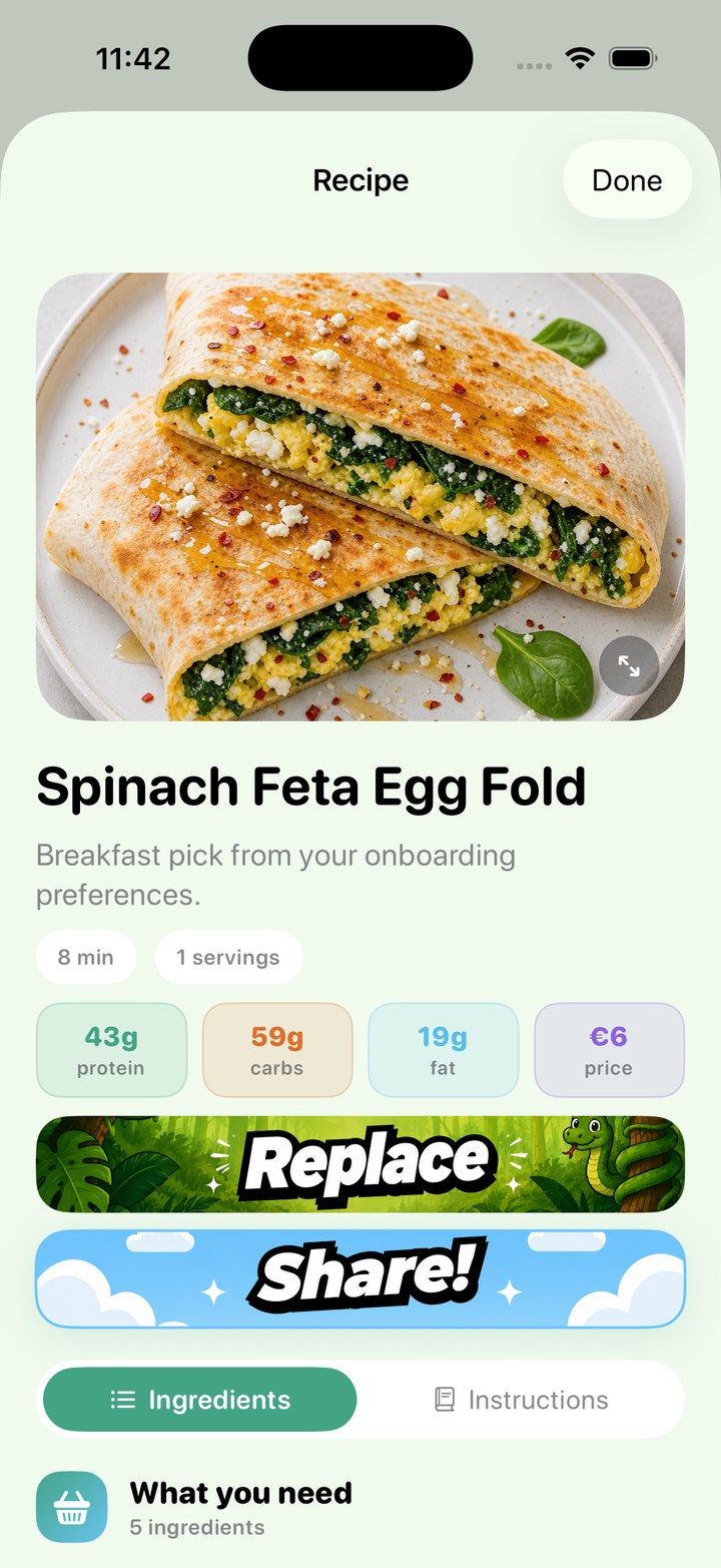 Recipe detail screen